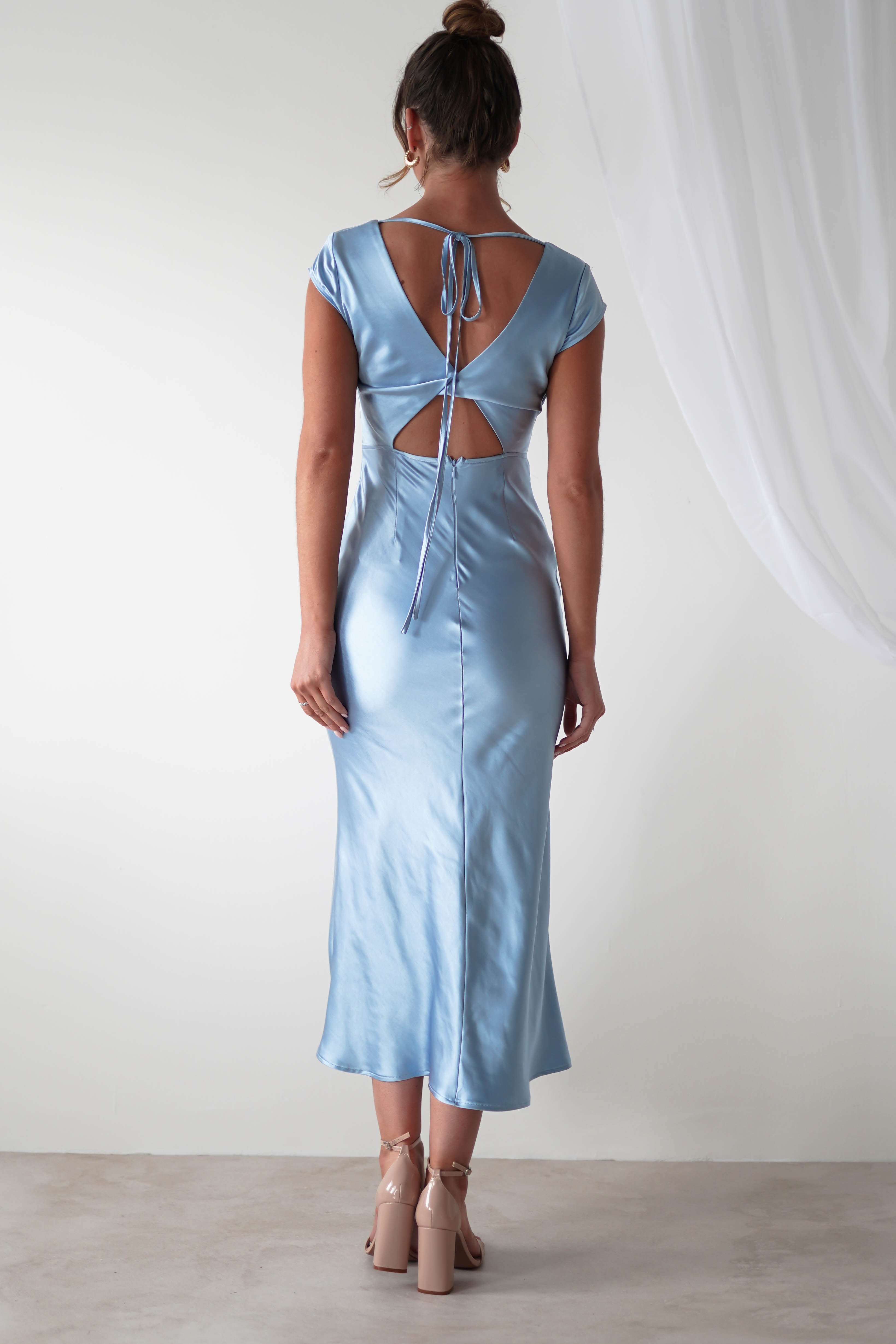 Nellie Soft Satin Midaxi Dress | Blue