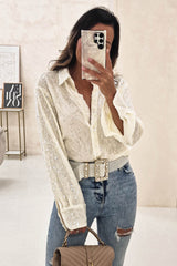 Miller Sequin Long Sleeve Shirt | Beige/Cream