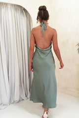 Evelyn Halterneck Midi Dress | Olive