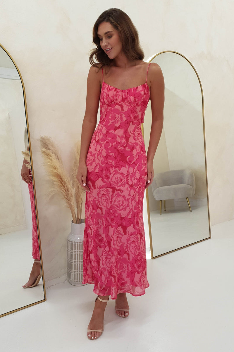 Nitha Printed Maxi Dress | Pink Print