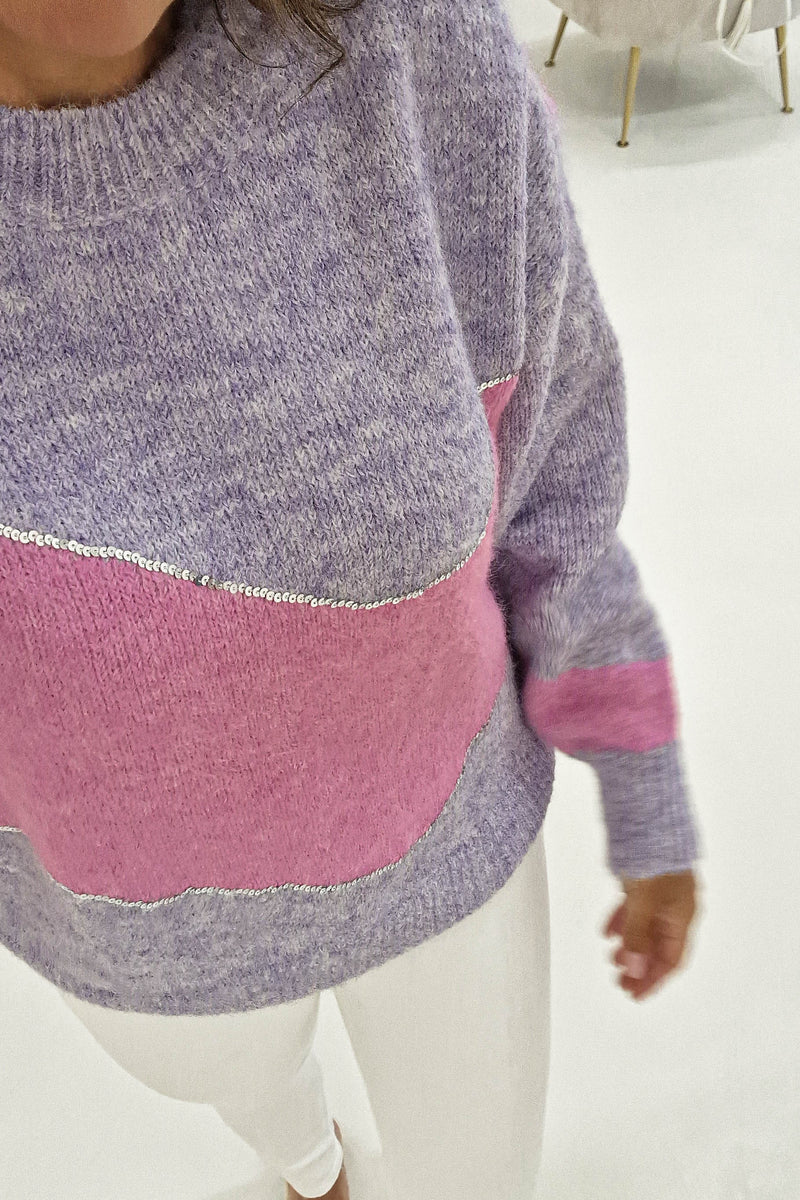 Rosalind Sequin Detail Jumper | Lilac/Pink