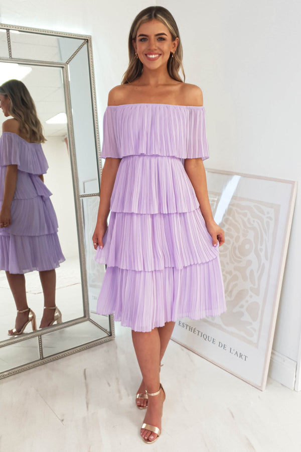 Andrina Pleated Midi Dress | Lilac