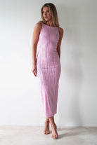 Brighton Textured Bodycon Midaxi Dress Pink | Wedding Guest Dress | Bodycon | Oh Hello Clothing