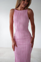 Brighton Textured Bodycon Midaxi Dress Pink | Wedding Guest Dress | Bodycon | Oh Hello Clothing