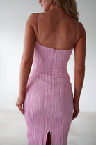Brighton Textured Bodycon Midaxi Dress Pink | Wedding Guest Dress | Bodycon | Oh Hello Clothing