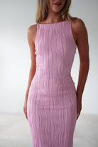 Brighton Textured Bodycon Midaxi Dress Pink | Wedding Guest Dress | Bodycon | Oh Hello Clothing