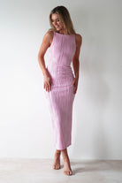 Brighton Textured Bodycon Midaxi Dress Pink | Wedding Guest Dress | Bodycon | Oh Hello Clothing