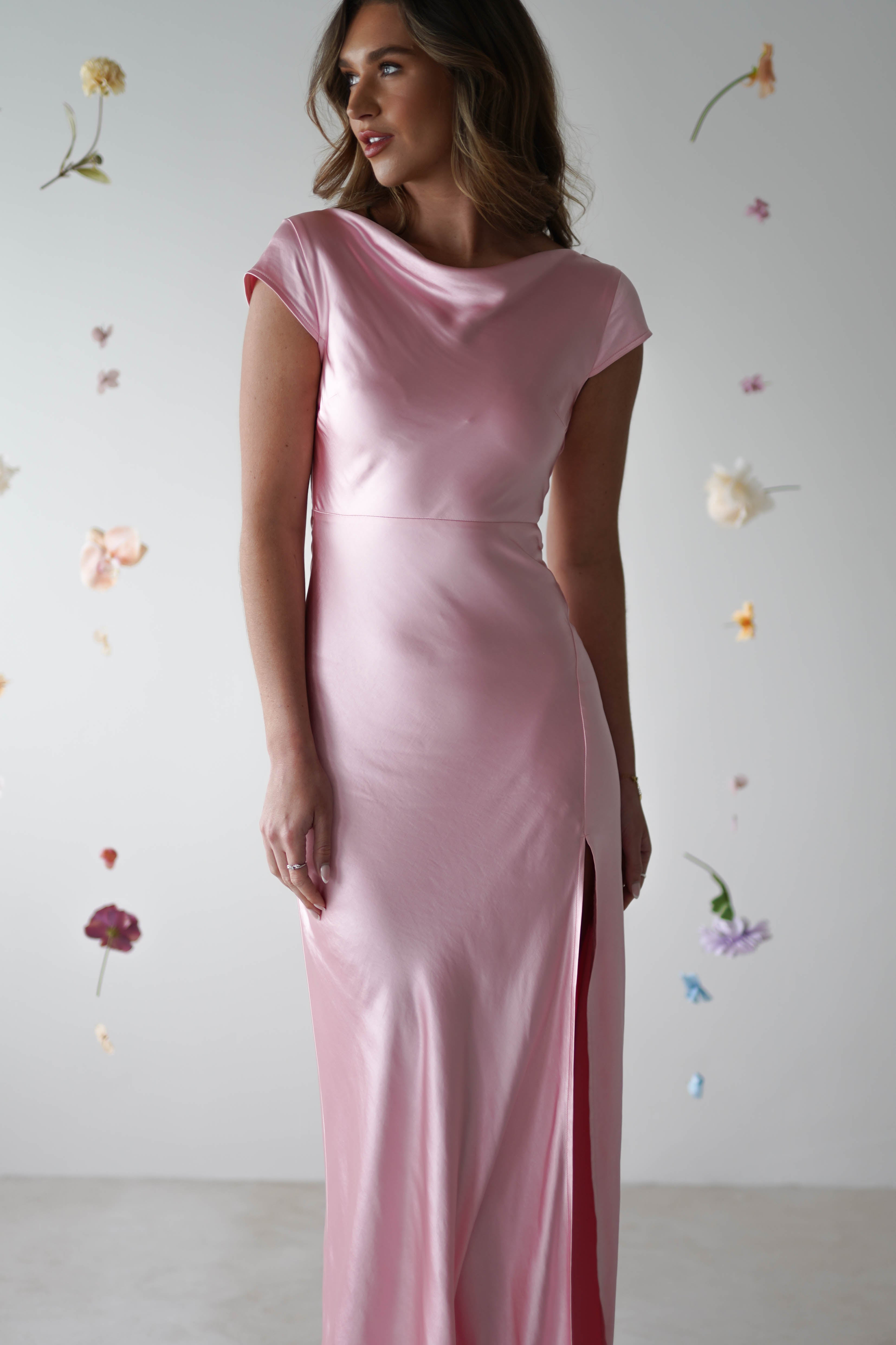 Ramona Soft Satin Maxi Dress | Pink