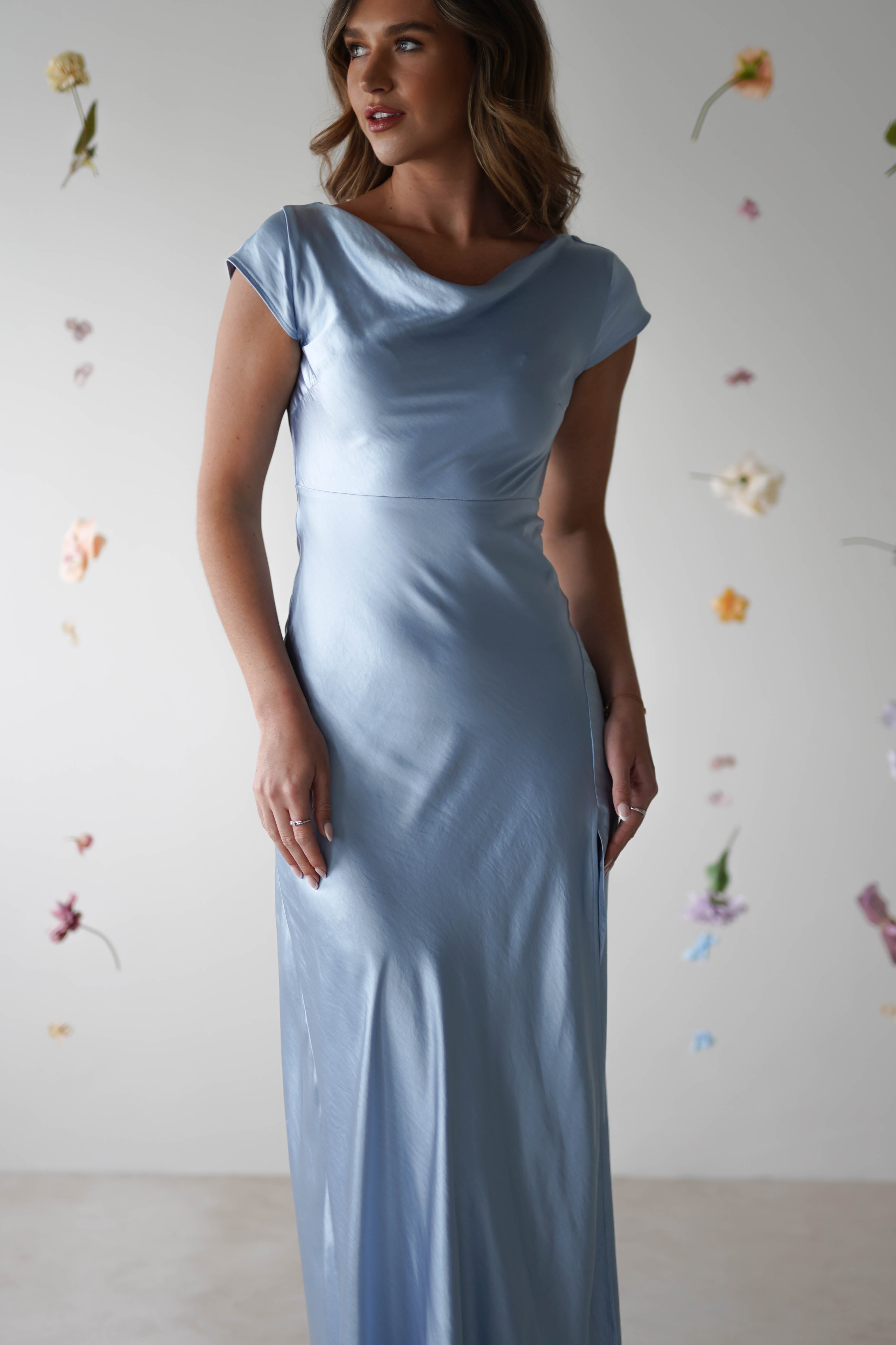 Ramona Soft Satin Maxi Dress | Blue