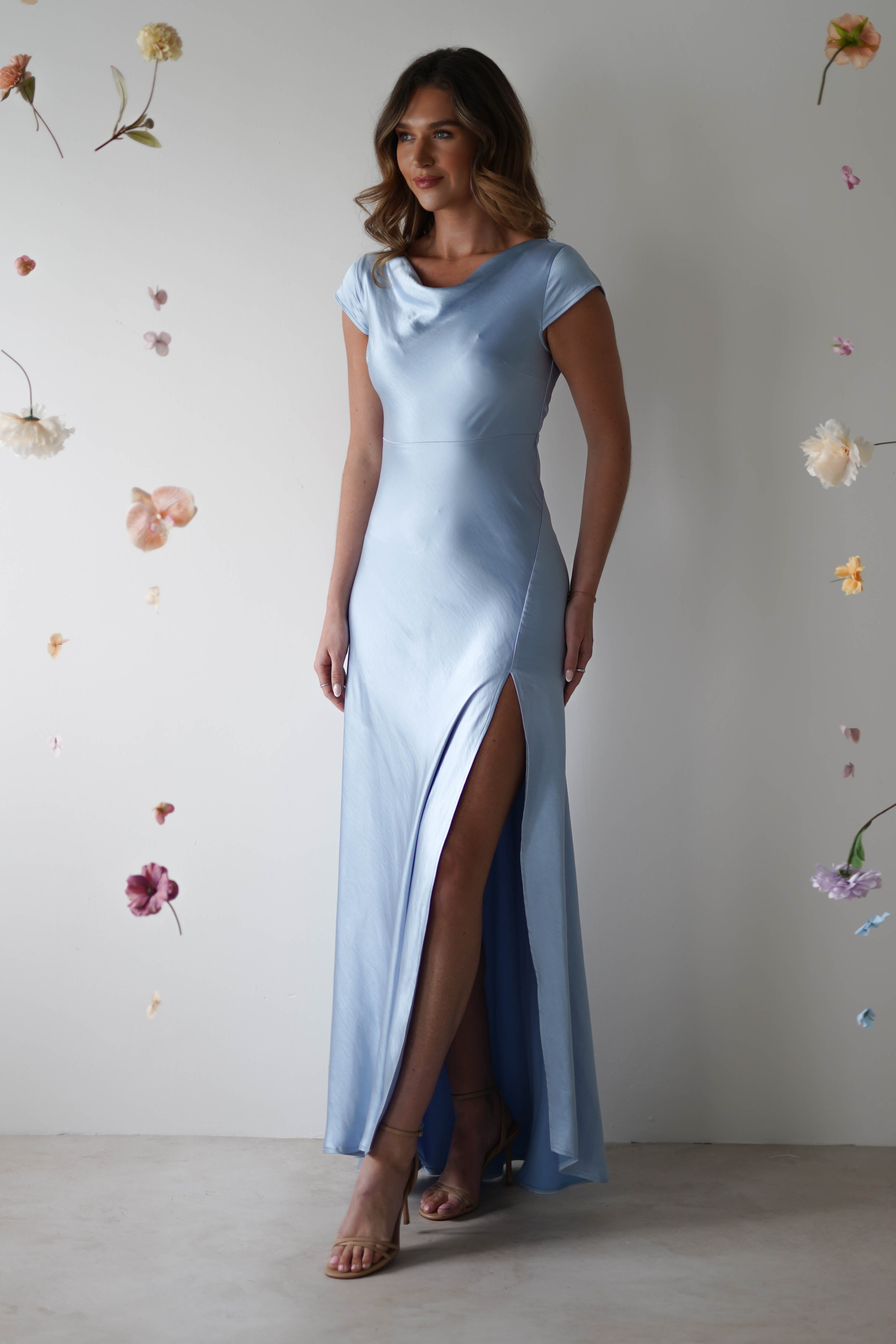 Ramona Soft Satin Maxi Dress | Blue