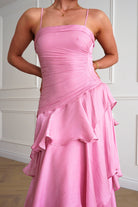 Oh Hello Clothing Women > Clothing > Dresses *DONE - Renee Luminescent Ruffle Maxi Dress | Pink