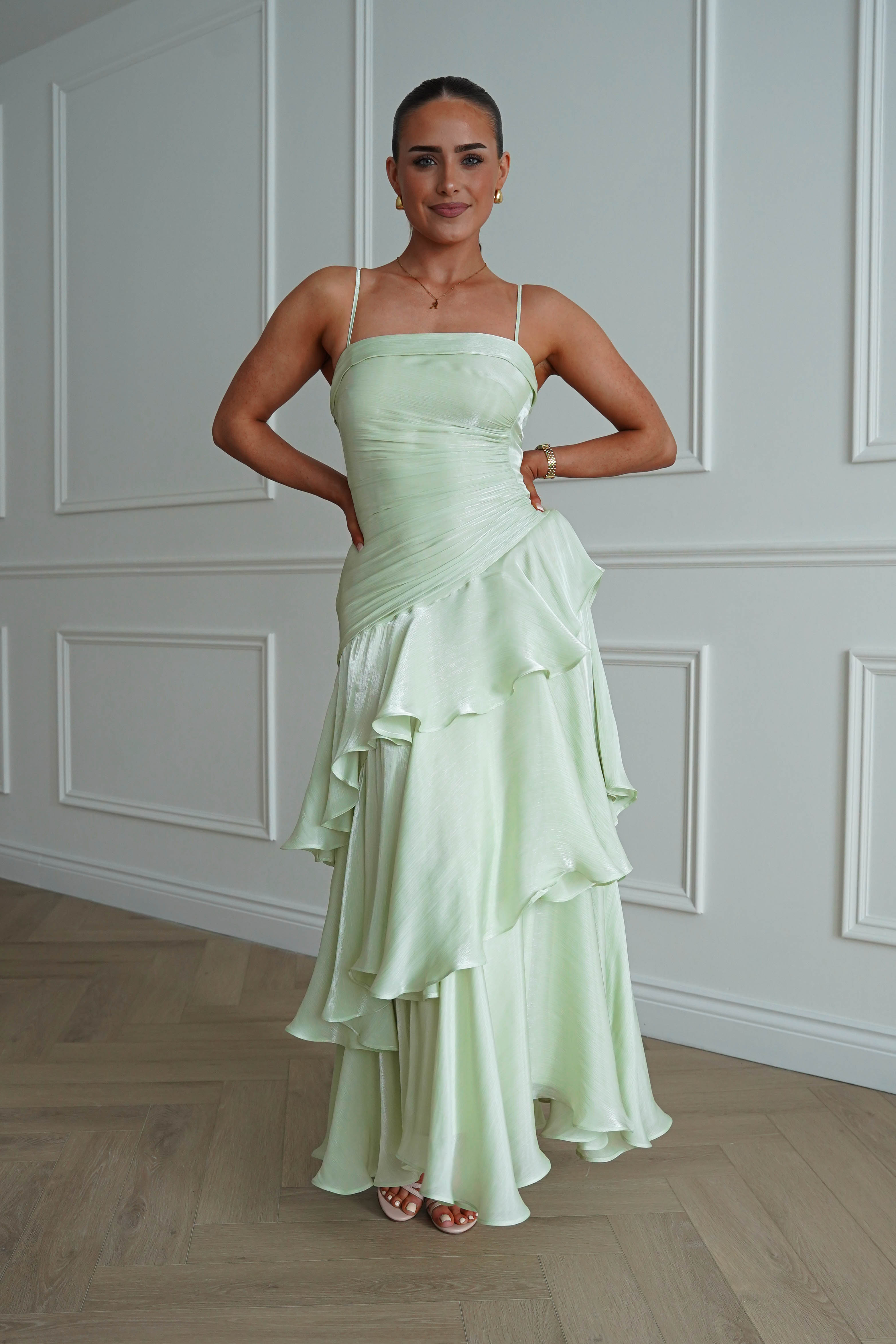 Wedding Guest Renee Luminescent Ruffle Maxi Dress | Green | Oh Hello Oh Hello Clothing Wedding Guest Renee Luminescent Ruffle Maxi Dress | Green | Oh Hello Oh Hello Clothing
