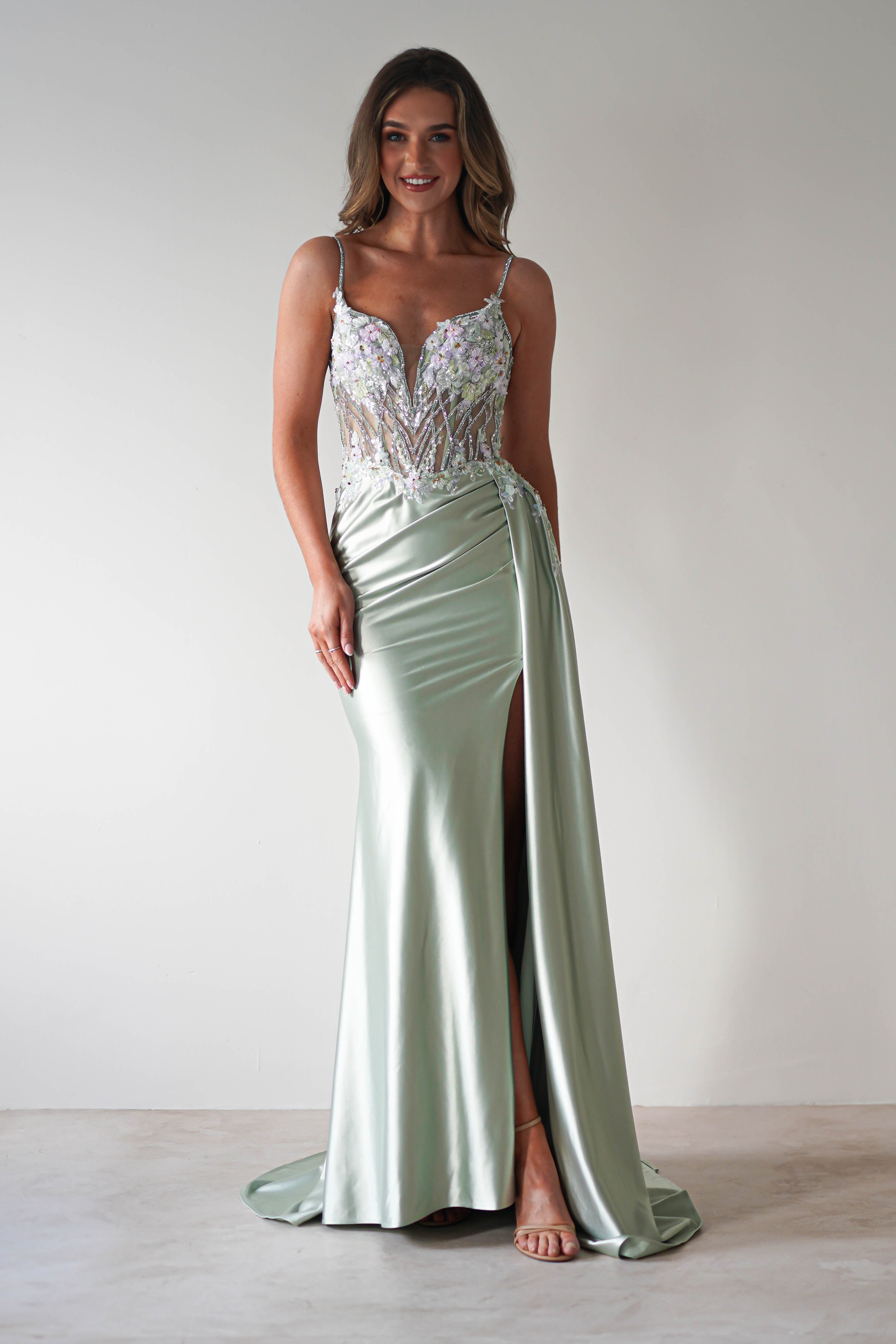 Annabel Embellished Bodycon Gown | Sage