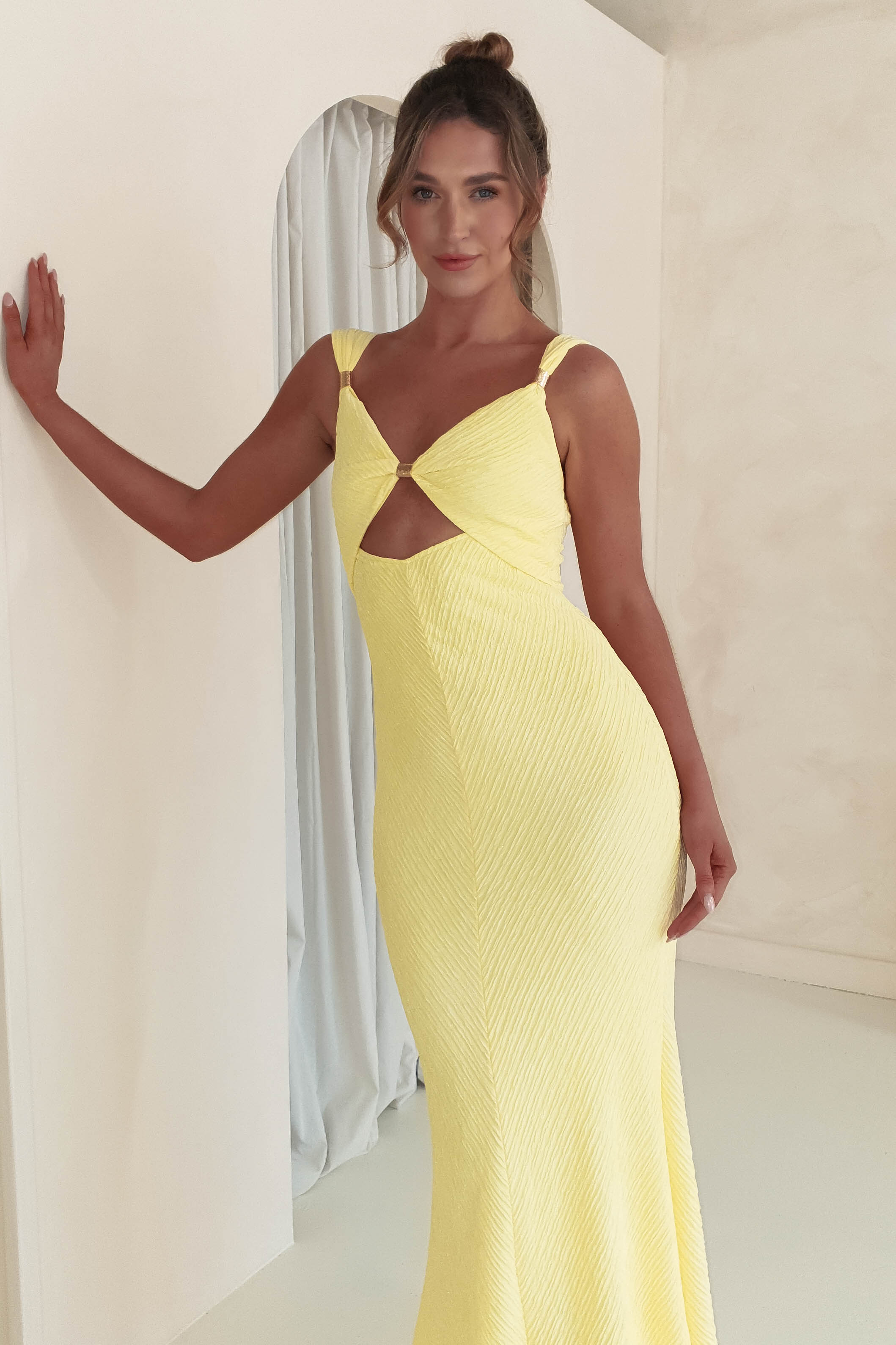 Rosetti Textured Bodycon Maxi Dress | Yellow