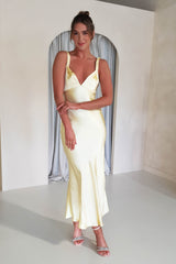 Bethanie Soft Satin Maxi Dress | Butter Yellow