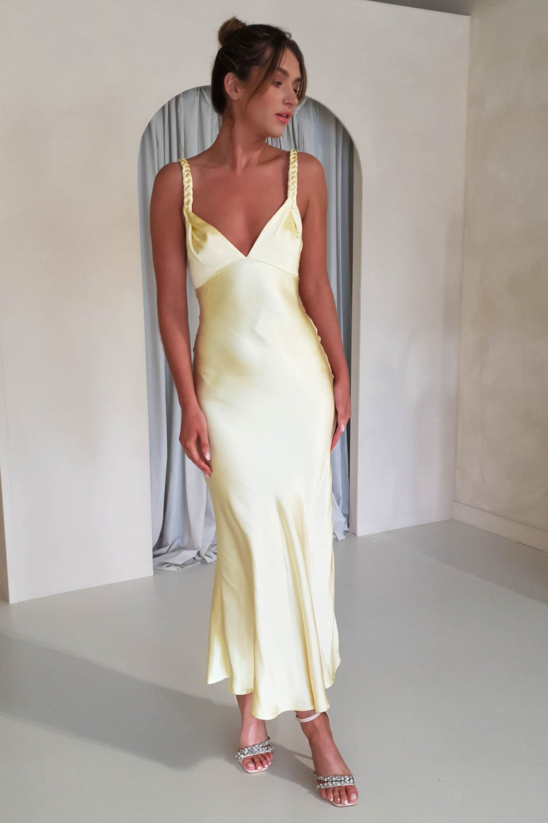 Bethanie Soft Satin Maxi Dress | Butter Yellow