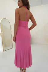 Genova Halterneck Maxi Dress | Pink