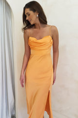 Tegan Satin Midi Dress | Orange