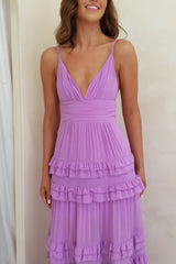 Avah Ruffle Maxi Dress | Purple
