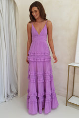 Avah Ruffle Maxi Dress | Purple