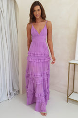 Avah Ruffle Maxi Dress | Purple