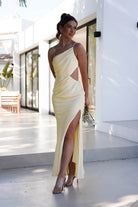 Lyra Soft Matte Satin Maxi Dress Yellow | Wedding Guest Dress | Maxi | Satin | Oh Hello Clothing