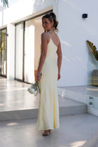 Lyra Soft Matte Satin Maxi Dress Yellow | Wedding Guest Dress | Maxi | Satin | Oh Hello Clothing