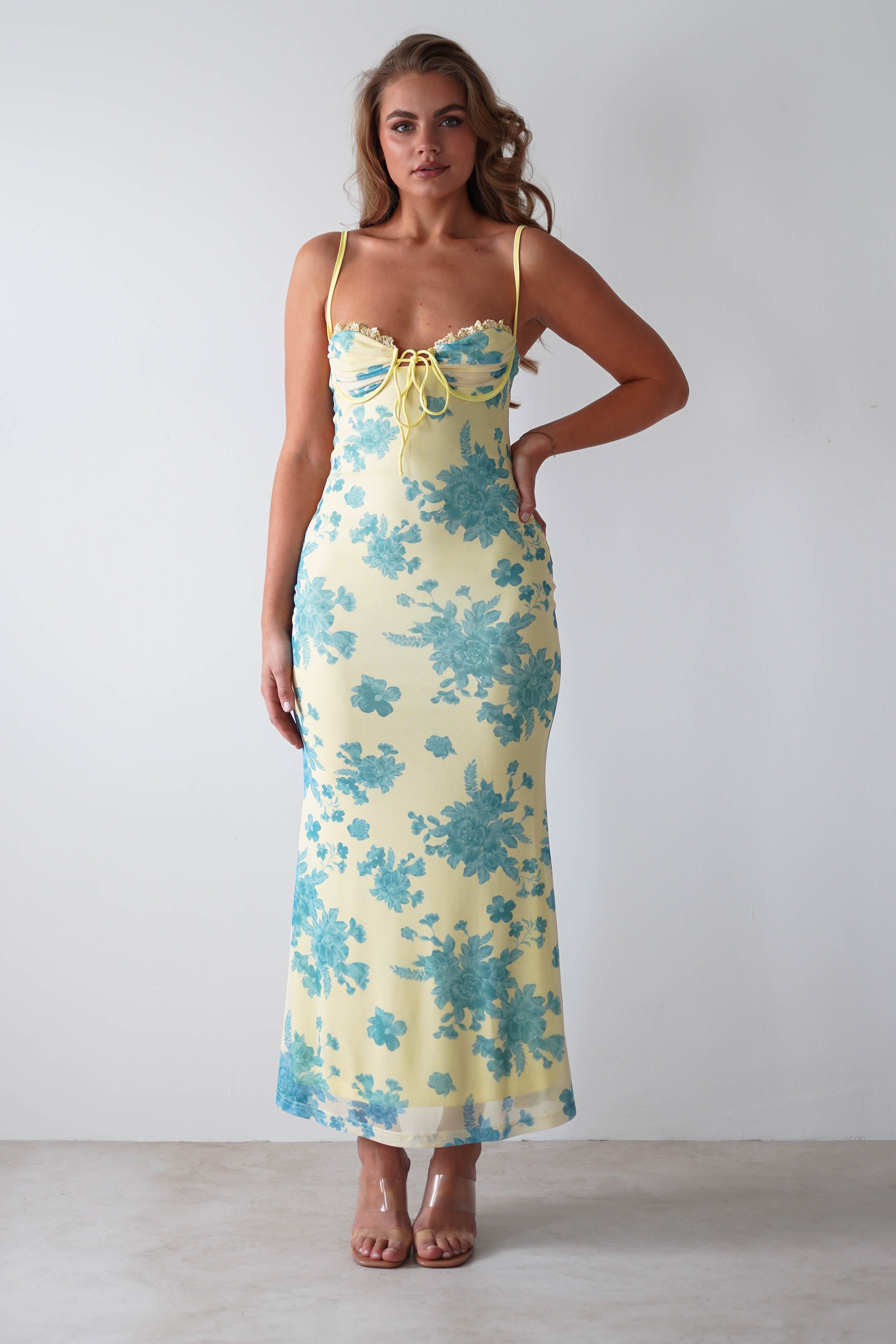 Francesca Bodycon Maxi Dress | Yellow Print