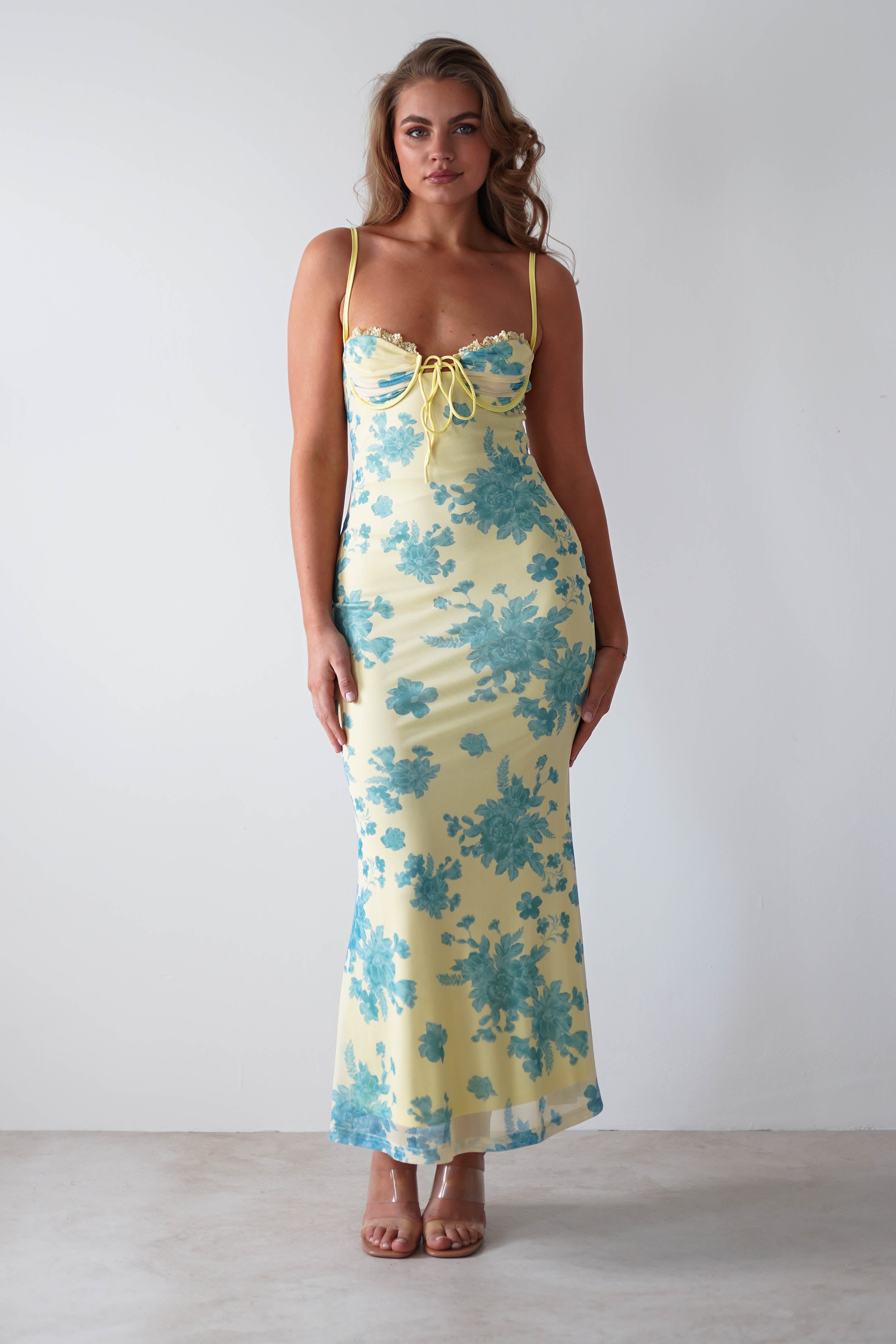 Francesca Bodycon Maxi Dress | Yellow Print
