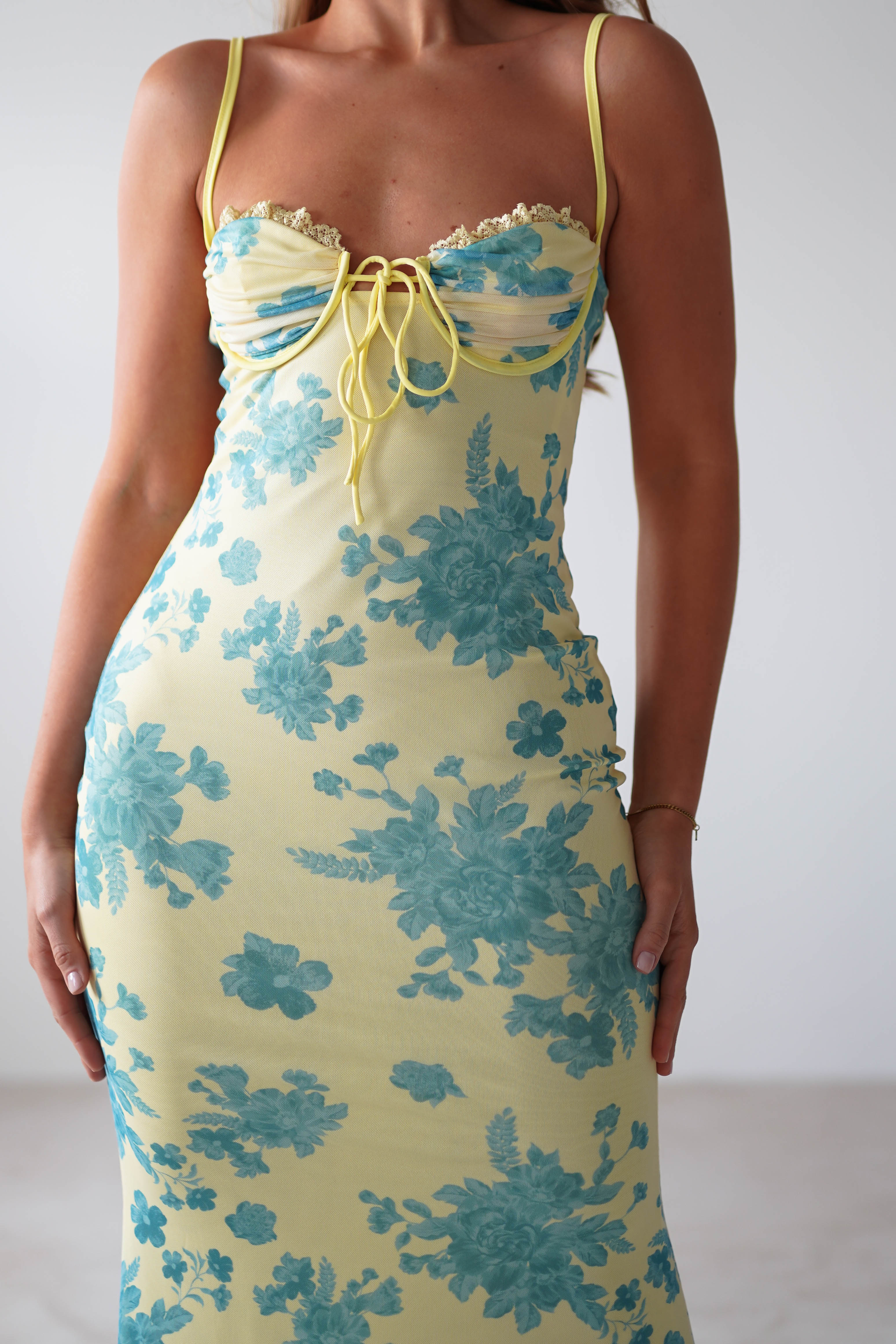 Francesca Bodycon Maxi Dress | Yellow Print