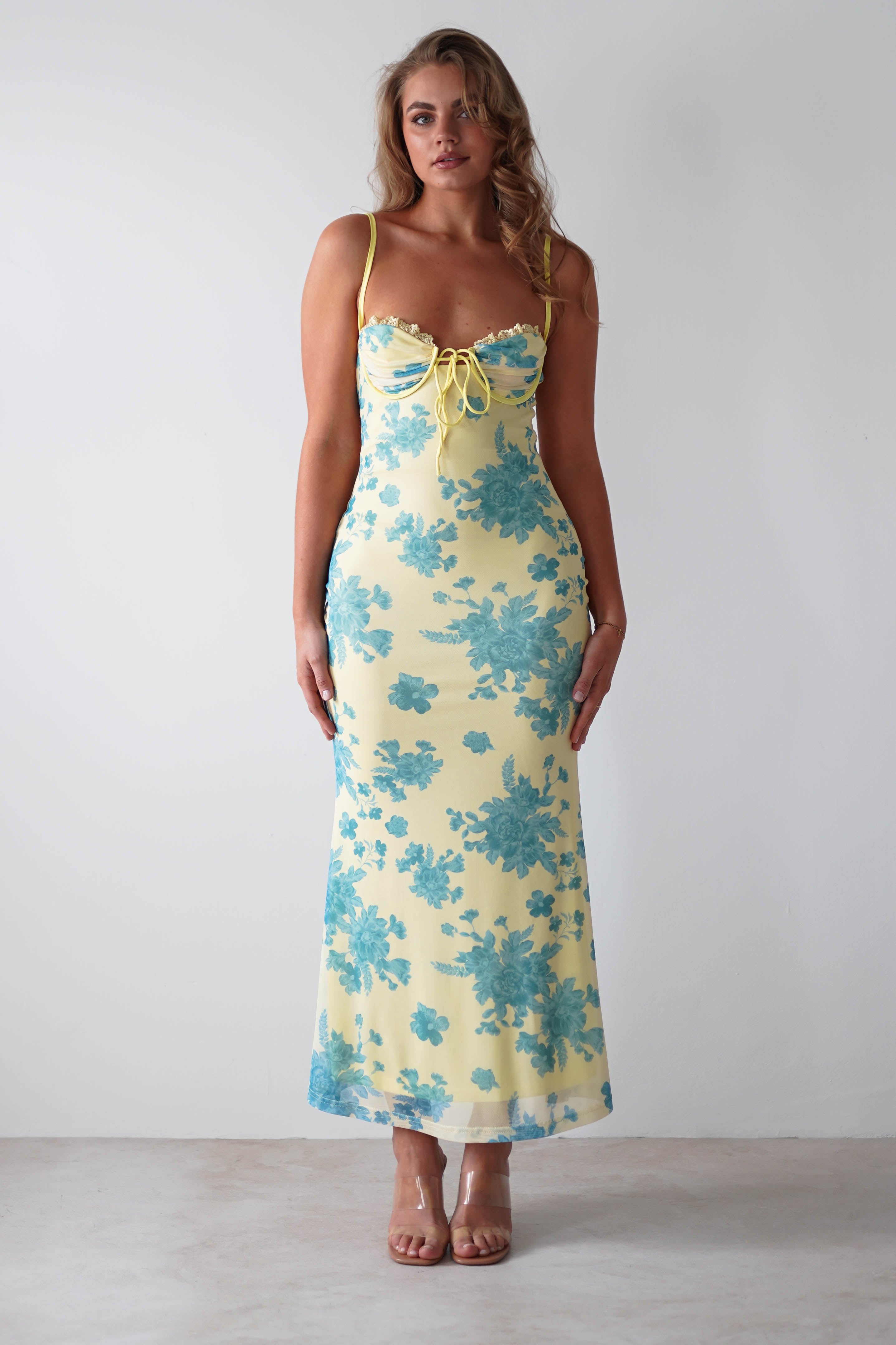 Francesca Bodycon Maxi Dress | Yellow Print