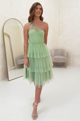 Dorina Tulle Midi Dress | Light Green