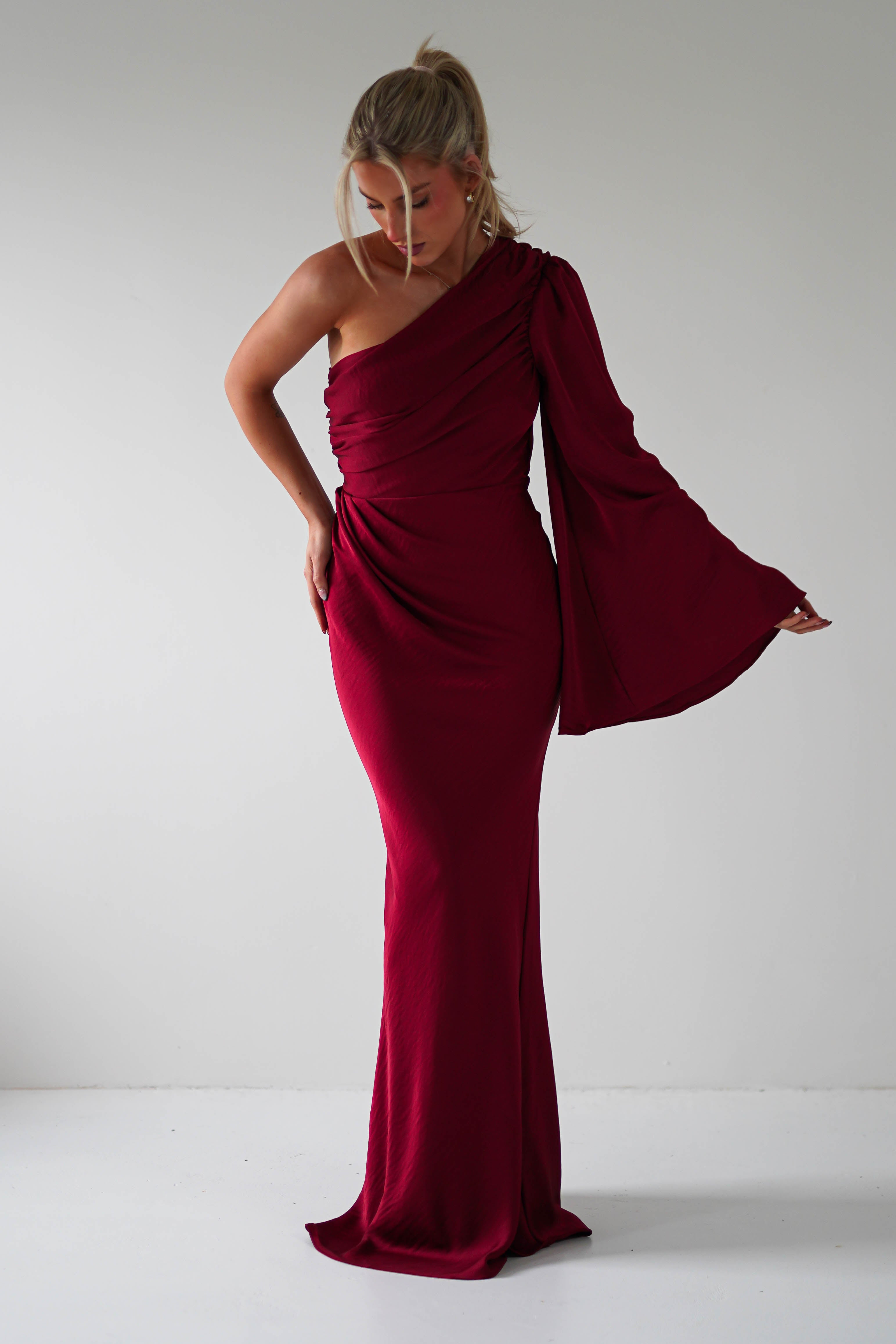 Elegance Silky Maxi Dress | Wine