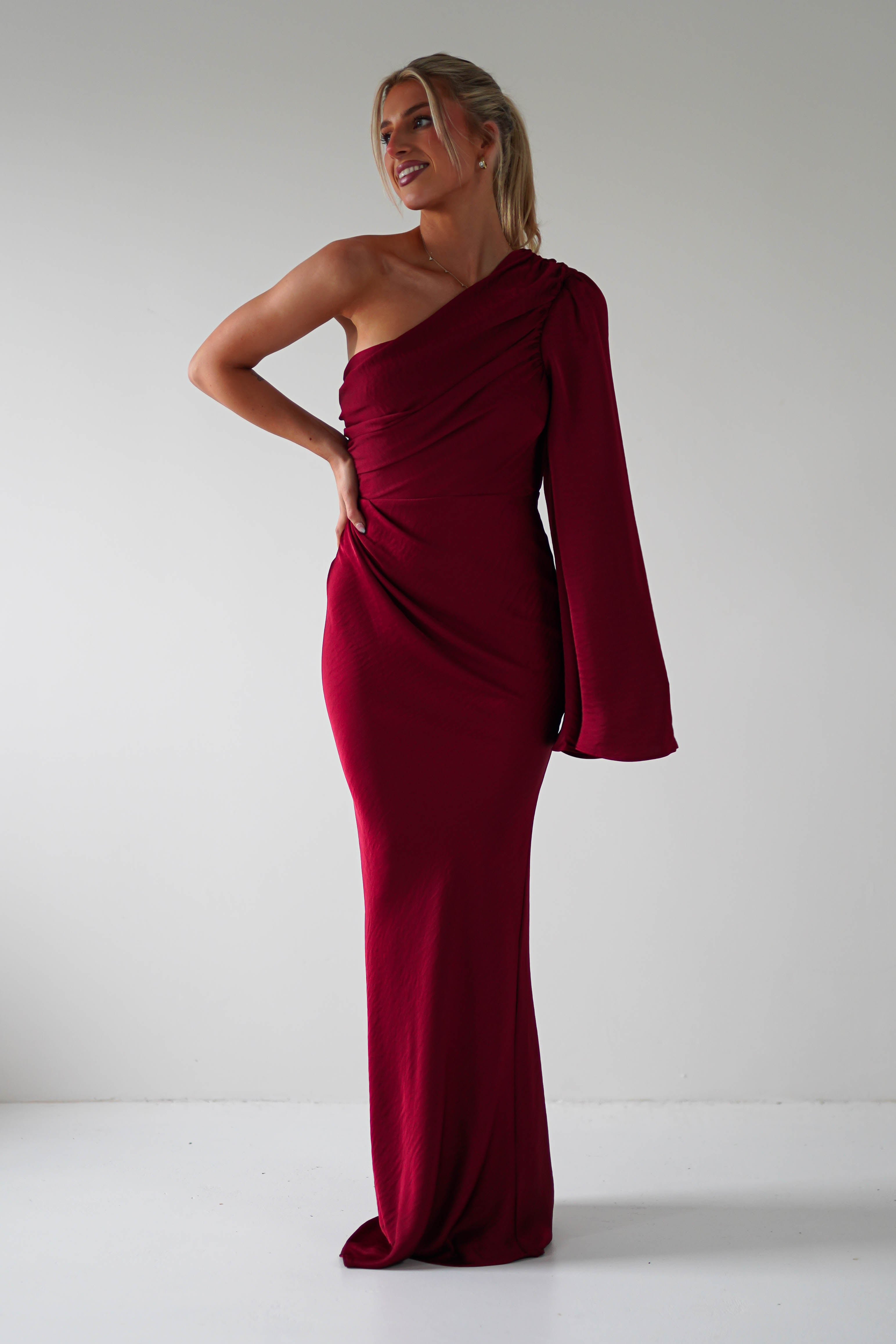 Elegance Silky Maxi Dress | Wine