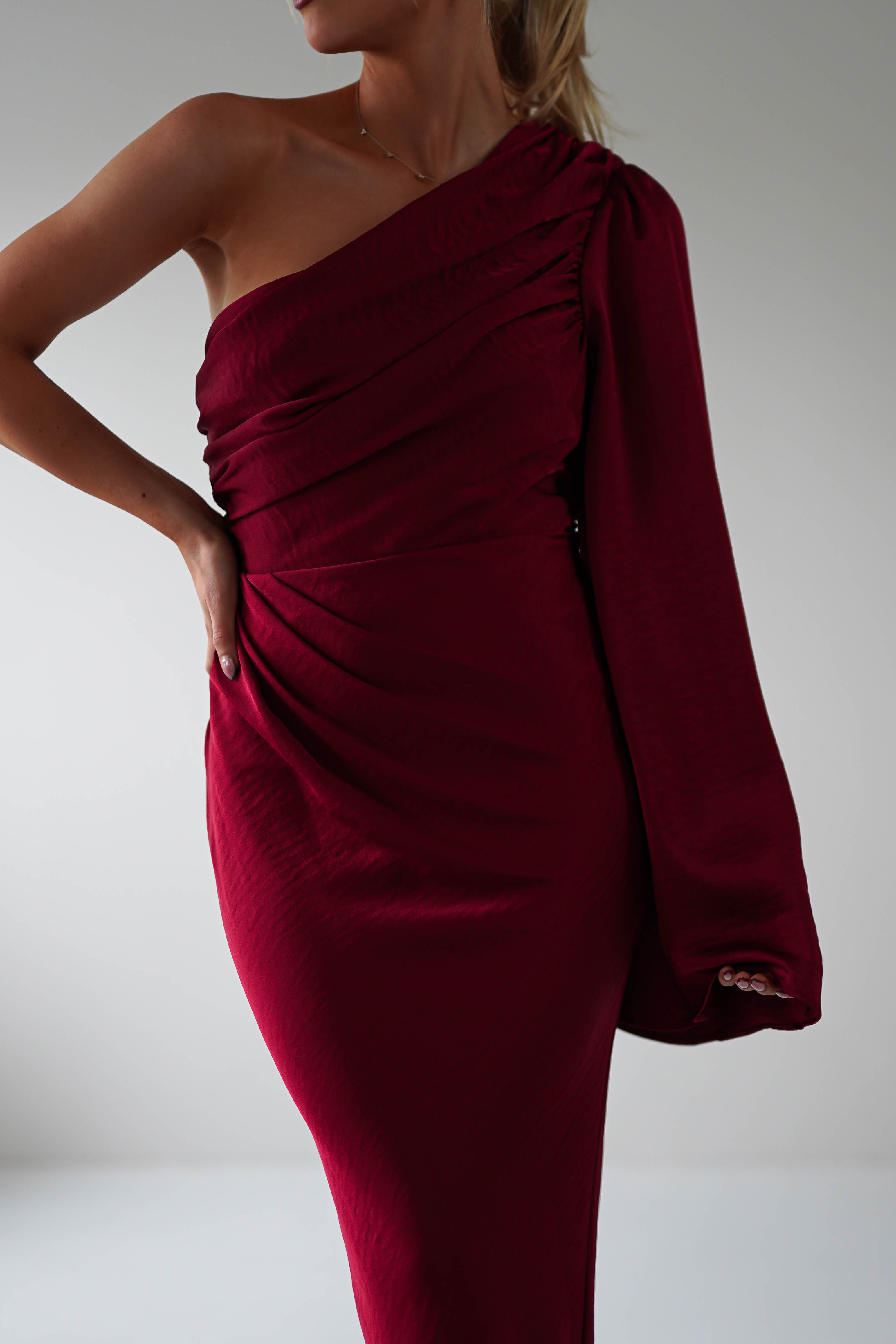 Elegance Silky Maxi Dress | Wine