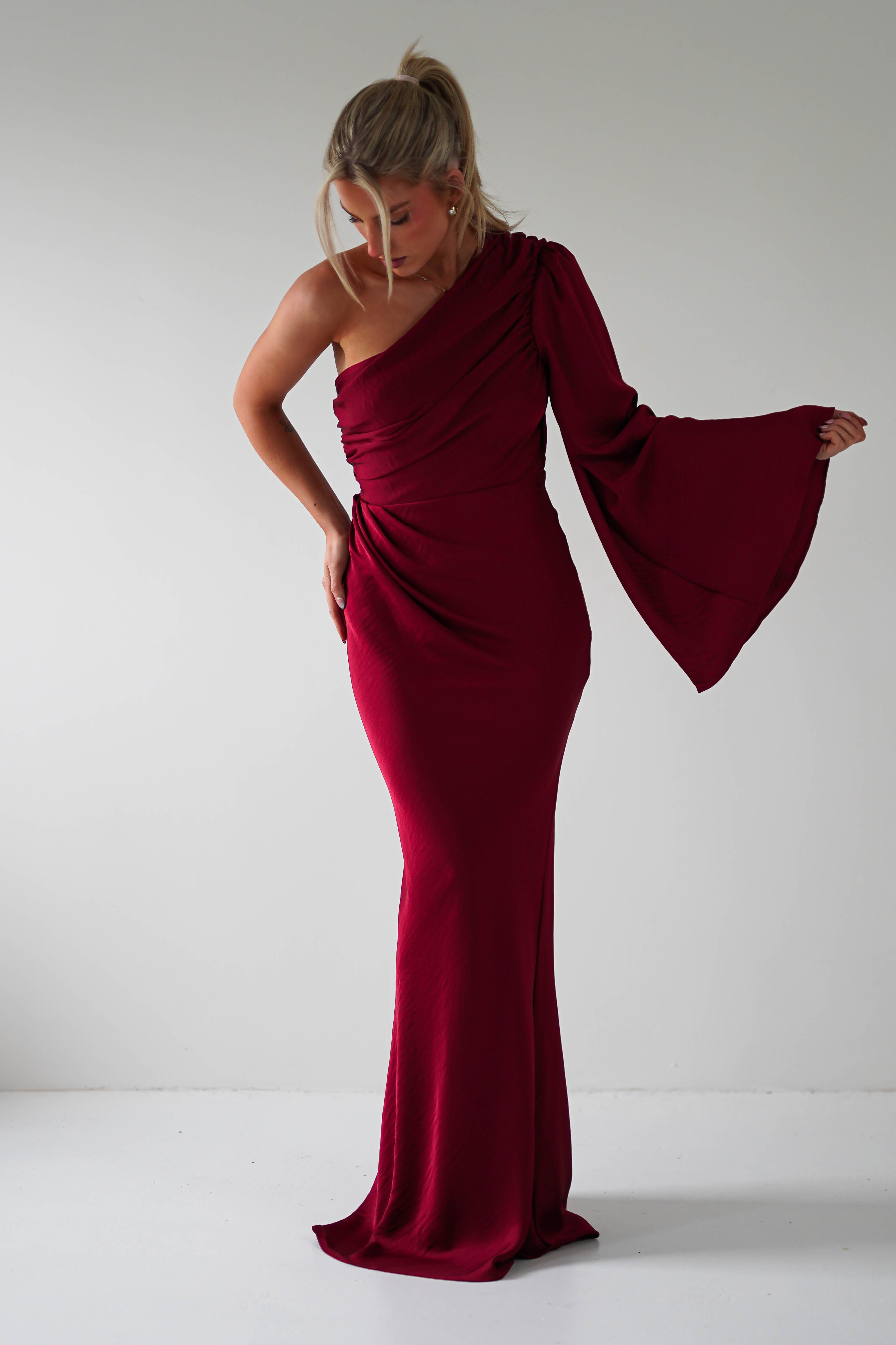 Elegance Silky Maxi Dress | Wine