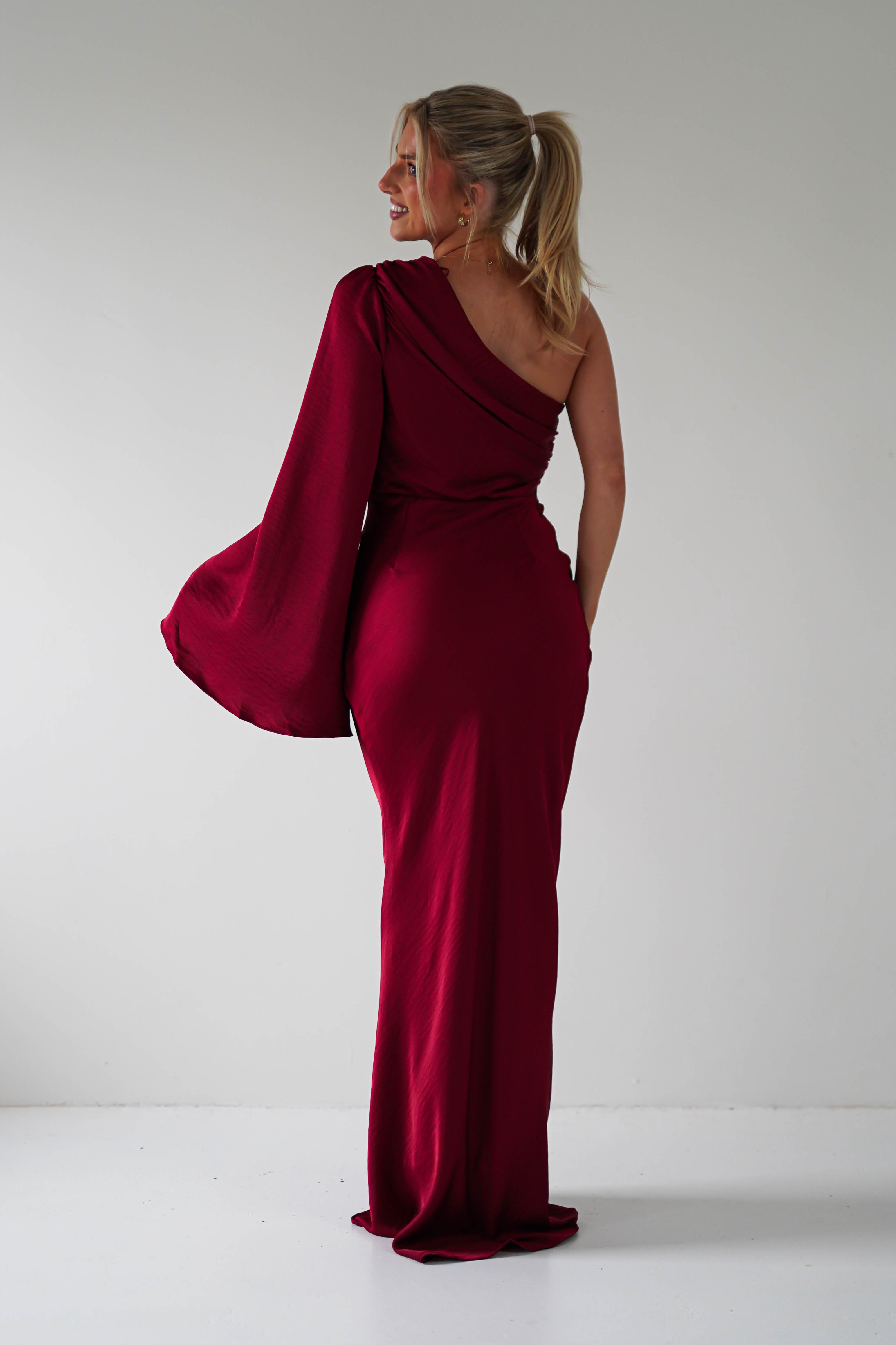 Elegance Silky Maxi Dress | Wine