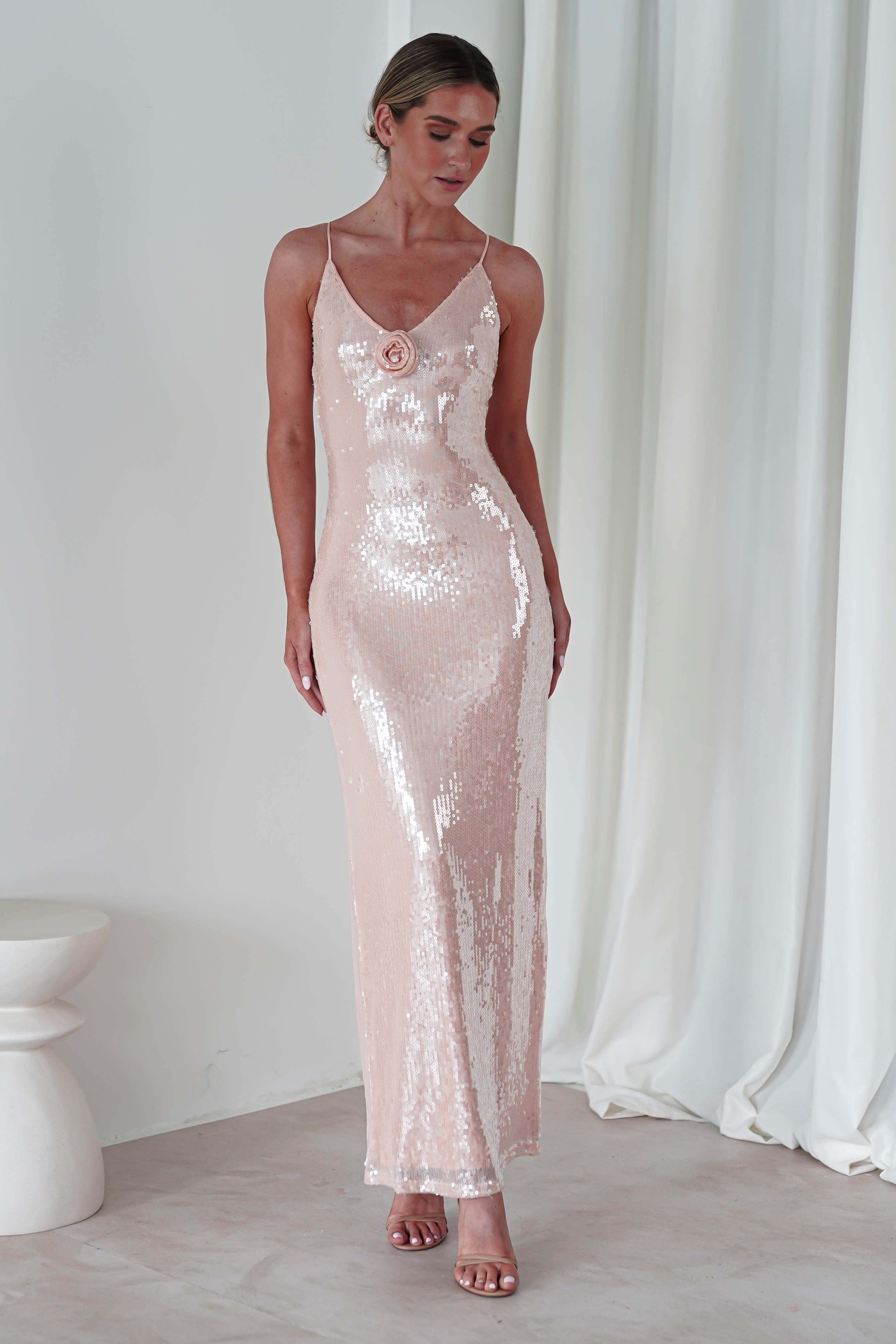 Ellba Sequin Maxi Dress | Peach