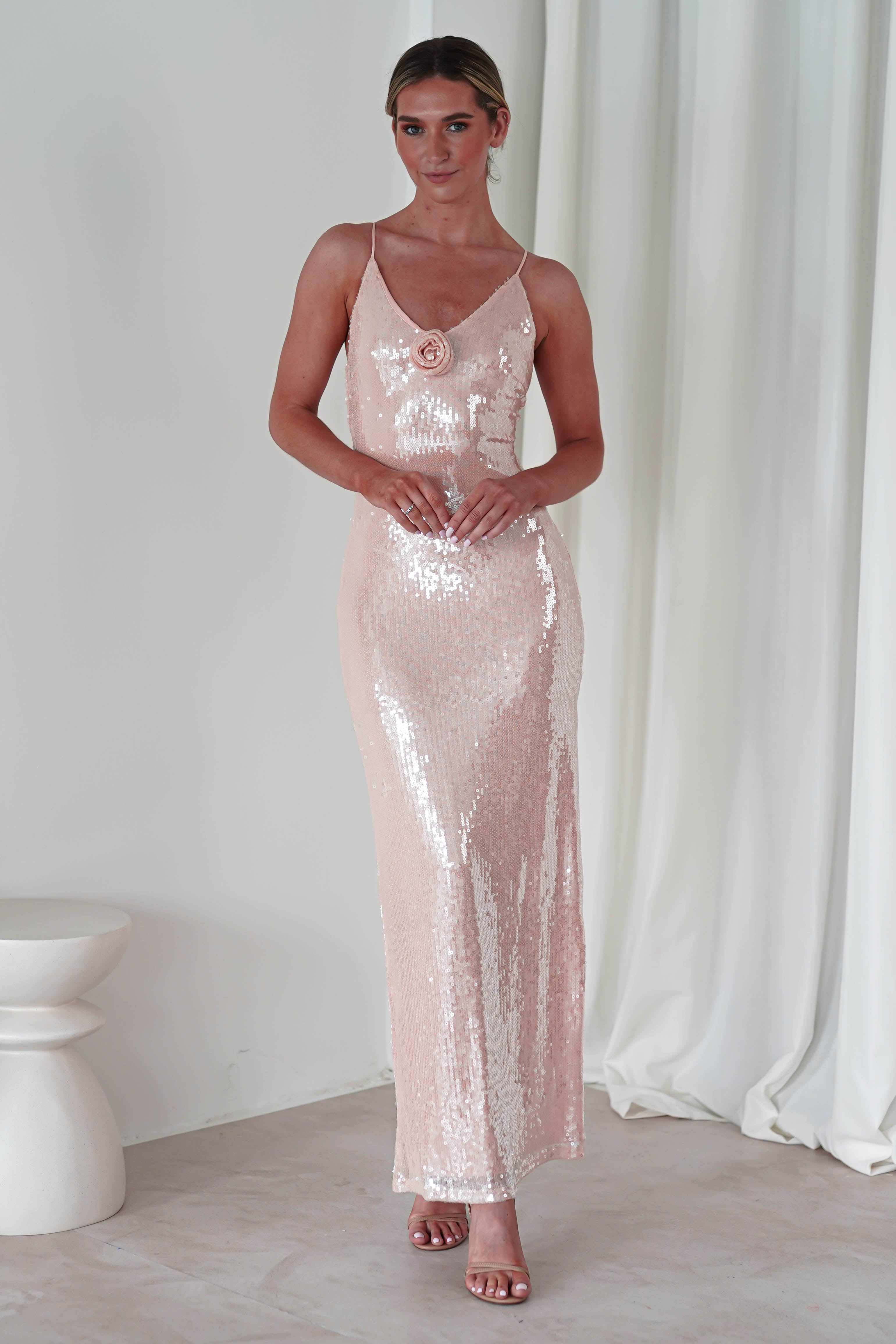 Ellba Sequin Maxi Dress | Peach