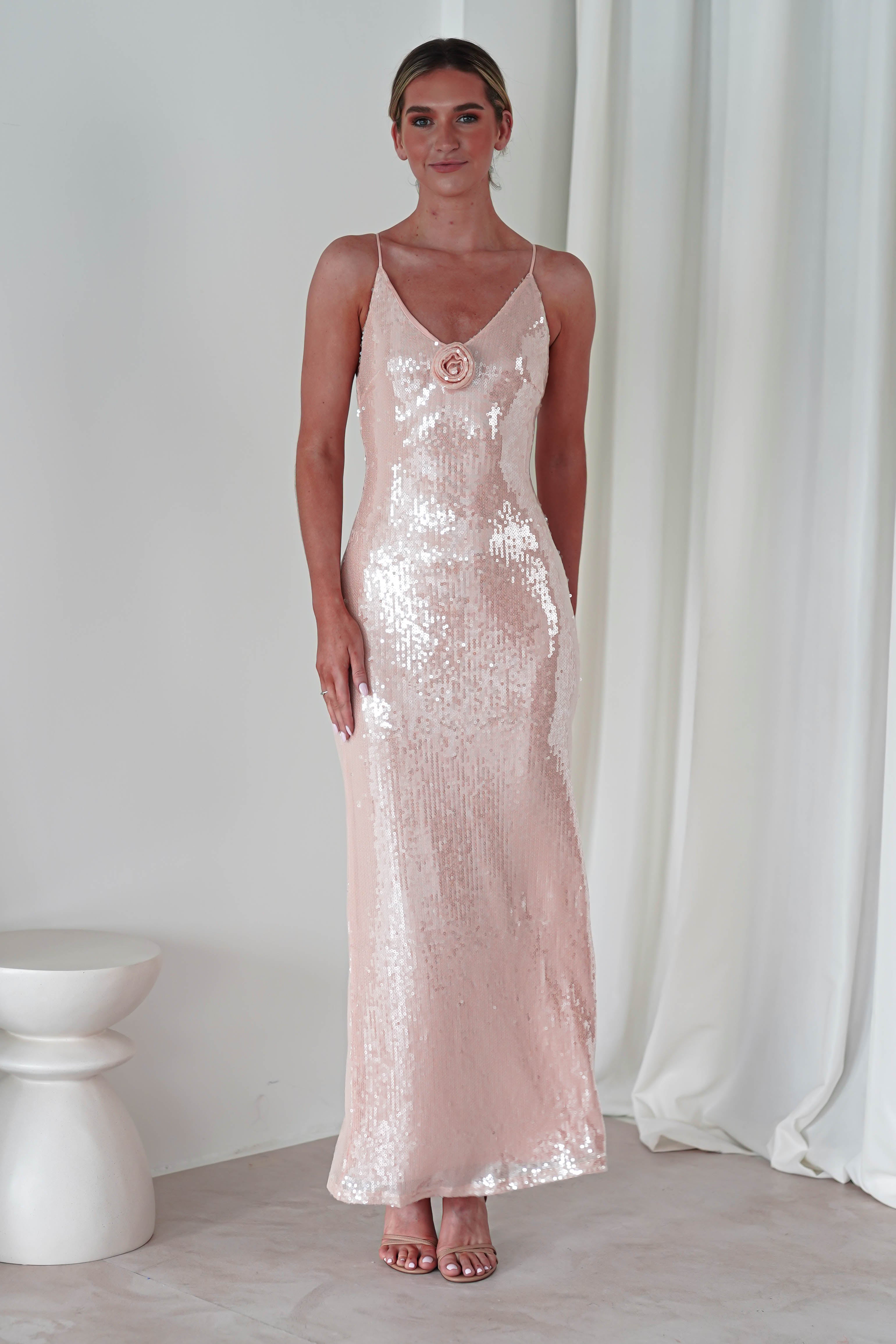 Ellba Sequin Maxi Dress | Peach