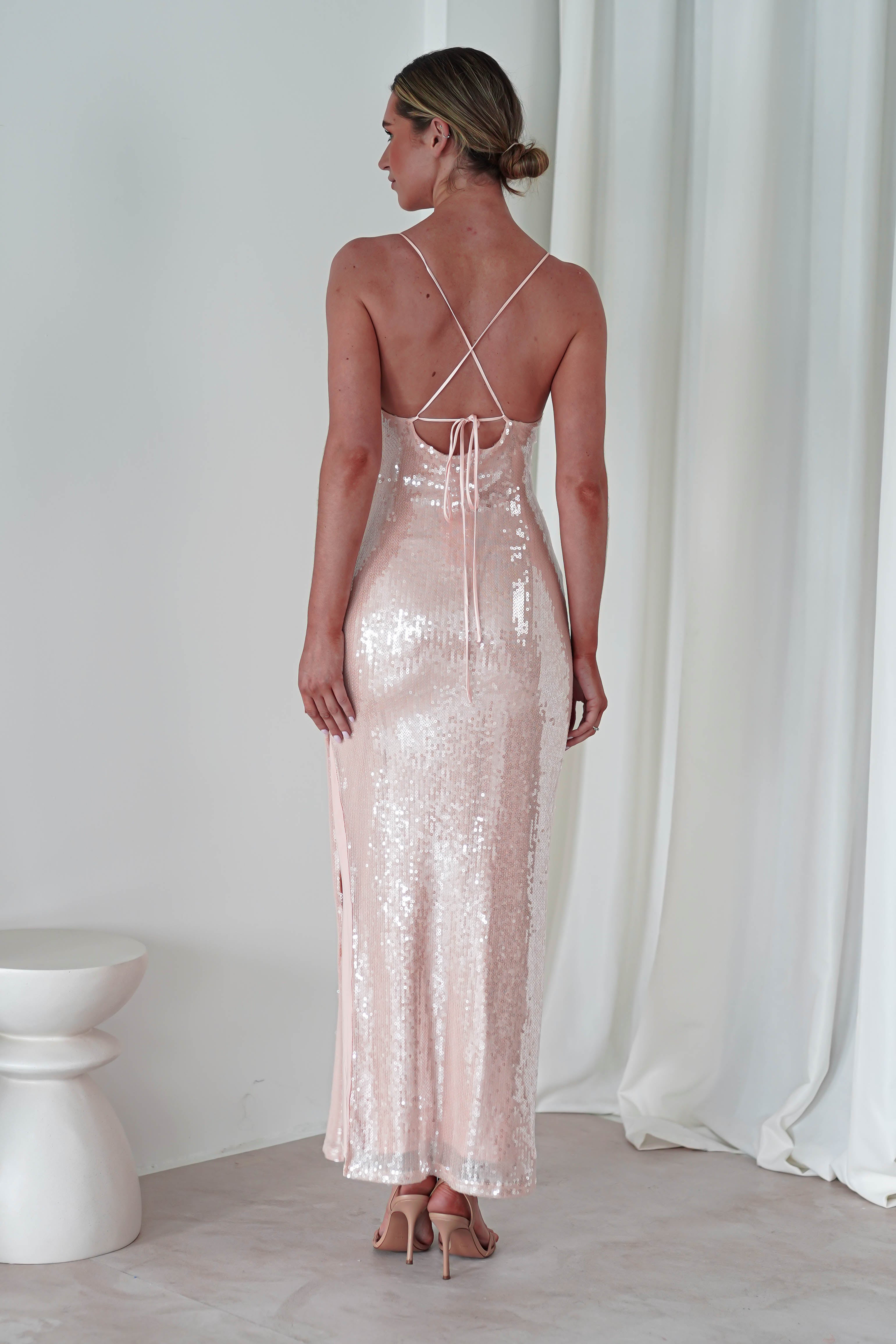 Ellba Sequin Maxi Dress | Peach