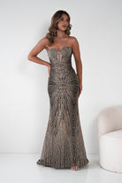 Oh Hello Clothing Dresses Elyse Glitter Strapless Gown | Black/Gold