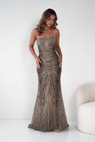 Oh Hello Clothing Dresses Elyse Glitter Strapless Gown | Black/Gold