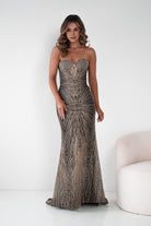Oh Hello Clothing Dresses Elyse Glitter Strapless Gown | Black/Gold