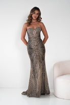 Oh Hello Clothing Dresses Elyse Glitter Strapless Gown | Black/Gold