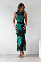 Elysia Bodycon Mesh Maxi Dress Black/Green | Wedding Guest Dress | Bodycon | Maxi | Oh Hello Clothing