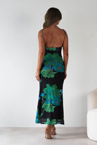 Elysia Bodycon Mesh Maxi Dress Black/Green | Wedding Guest Dress | Bodycon | Maxi | Oh Hello Clothing