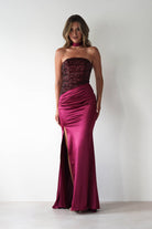 Elysia Sequin Embellished Bodice Gown | Wine | Debs & Prom | Formal Gown | Oh Hello Clothing