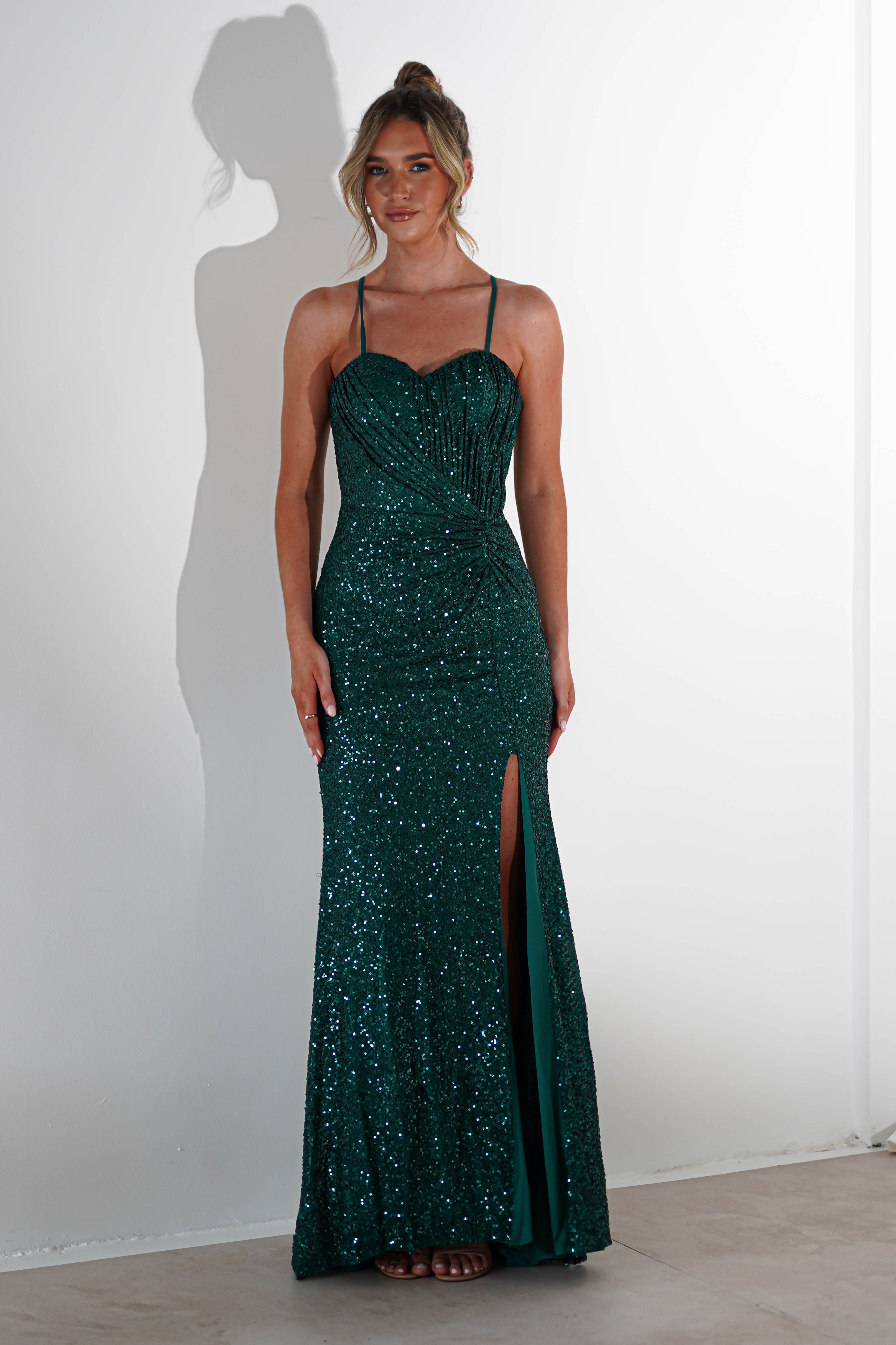 Ember Bodycon Sequin Gown | Emerald Green