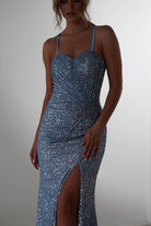 Ember Bodycon Sequin Gown | Slate Blue | Debs & Prom | Formal Gown | Oh Hello Clothing